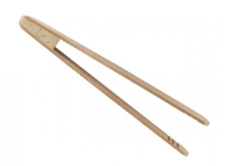 Pince &agrave; toasts ergonomique en bois de h&ecirc;tre 18cm