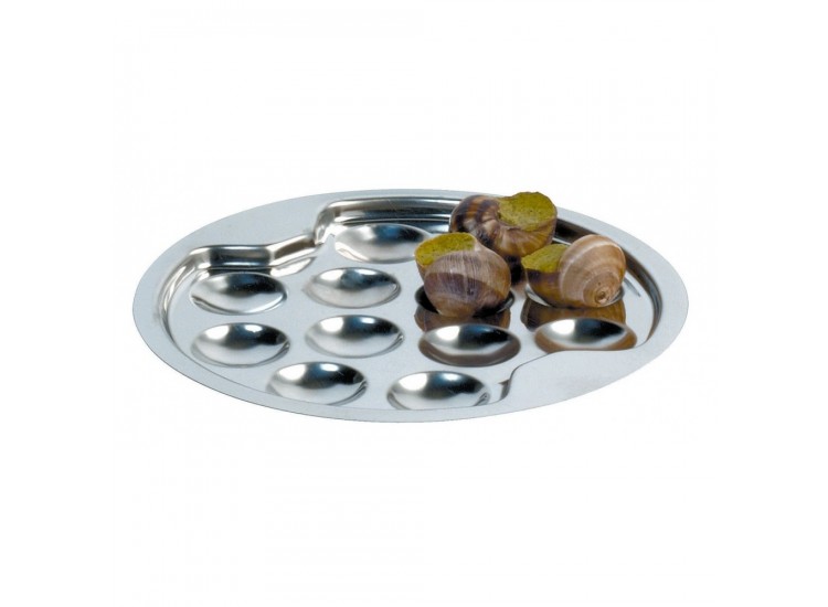 Assiette &agrave; escargots 12 emplacements acier inox 20cm