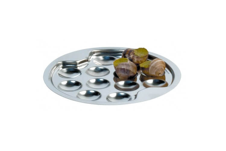 Assiette à escargots 12 emplacements acier inox 20cm
