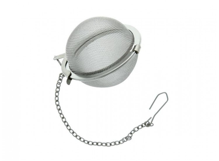 Boule &agrave; th&eacute; ergonomique acier inox tamis 45mm de diam&egrave;tre avec cha&icirc;nette