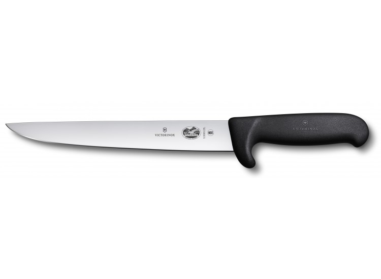 Couteau &agrave; saigner/d&eacute;couper Victorinox manche s&eacute;curit&eacute; fibrox noir 22cm