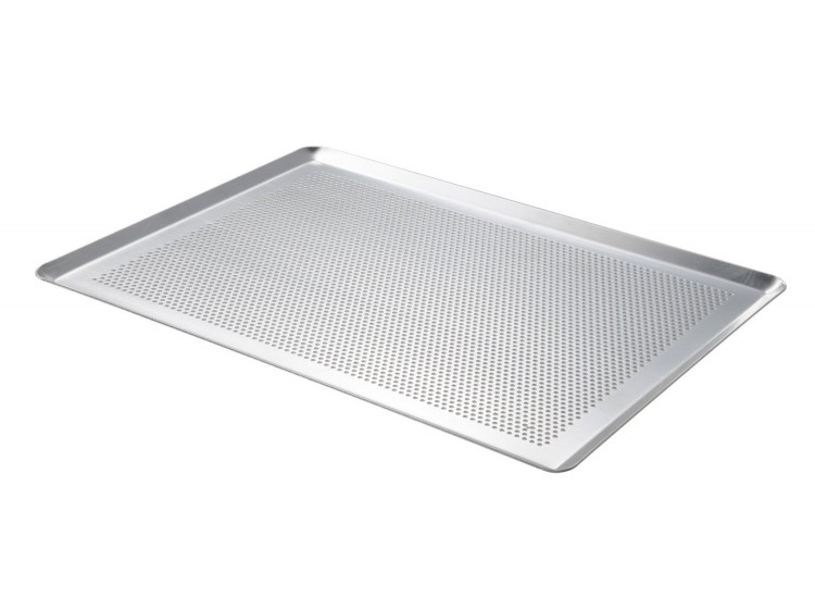 Plaque de cuisson De Buyer aluminium micro perfor&eacute;e 40x30cm - bords pinc&eacute;s