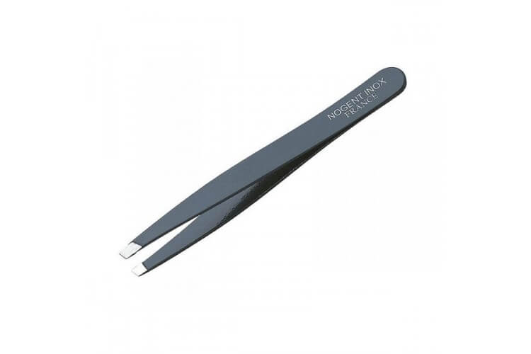 Pince à épiler NOGENT noir mors carrés 9.5cm en inox