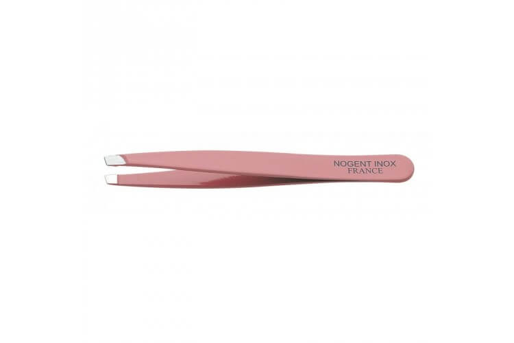 Pince à épiler NOGENT rose mors carrés 9.5cm en inox