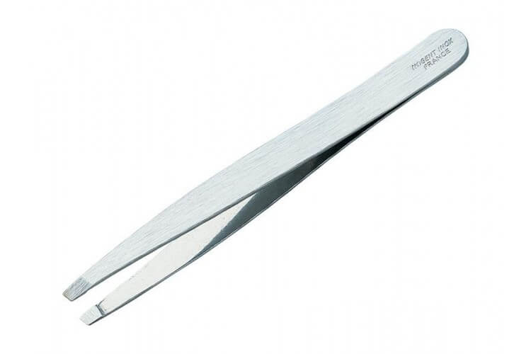 Pince à épiler NOGENT mors carrés en inox satiné 9.5cm