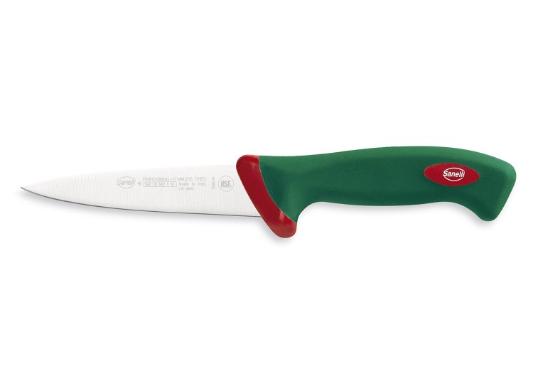 Couteau &agrave; saigner professionnel SANELLI Premana lame rigide 14cm manche vert