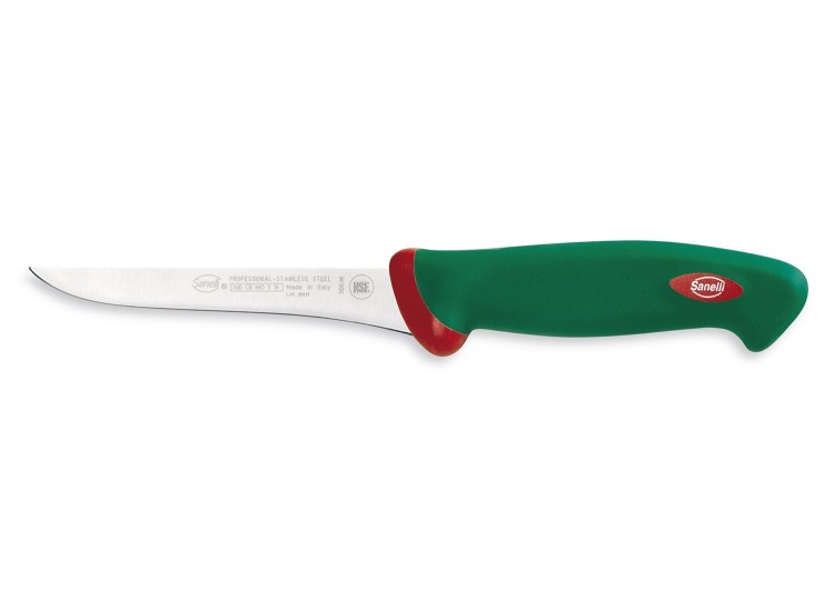 Couteau &agrave; d&eacute;sosser professionnel SANELLI Premana lame fine 14cm manche vert