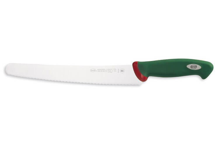 Couteau à génoise professionnel SANELLI Premana lame dentelée 26cm manche vert