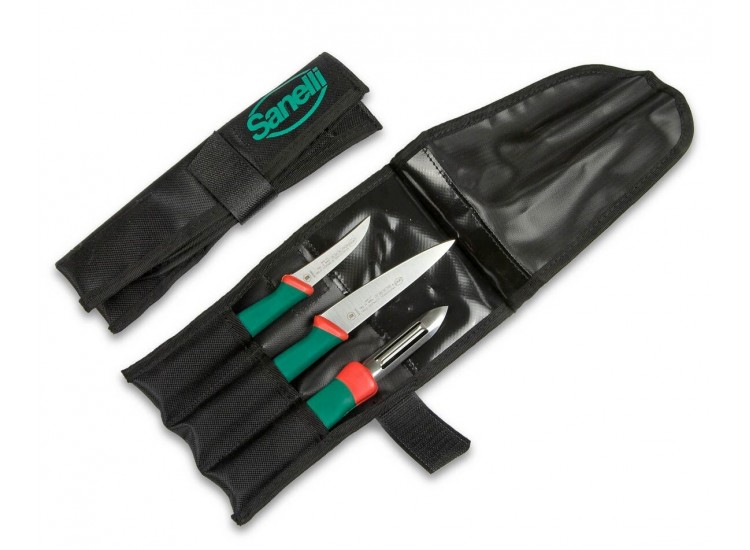 Trousse souple de 3 couteaux et ustensiles &agrave; l&eacute;gumes SANELLI Premana
