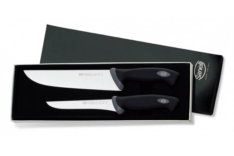 Coffret de 2 couteaux de boucher professionnels SANELLI Gourmet désosseur 16cm + boucher 22cm