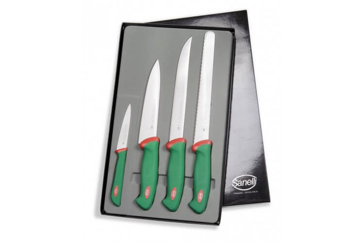 Coffret de 4 couteaux de cuisine professionnels SANELLI manches verts ergonomiques