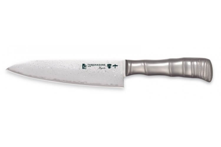 Couteau de chef japonais Tamahagane Bamboo Kyoto lame 18cm acier Damas VG5