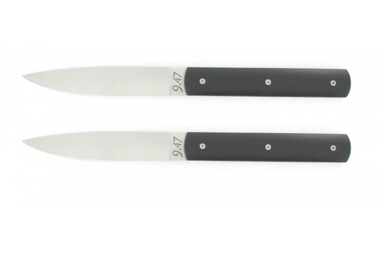 Coffret cadeau 2 couteaux de table Perceval 9.47 lame 10cm manche polyacétal noir