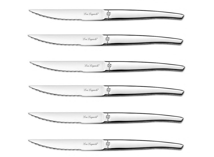 Coffret 6 couteaux &agrave; steak dentel&eacute;s LOU LAGUIOLE Jet gris