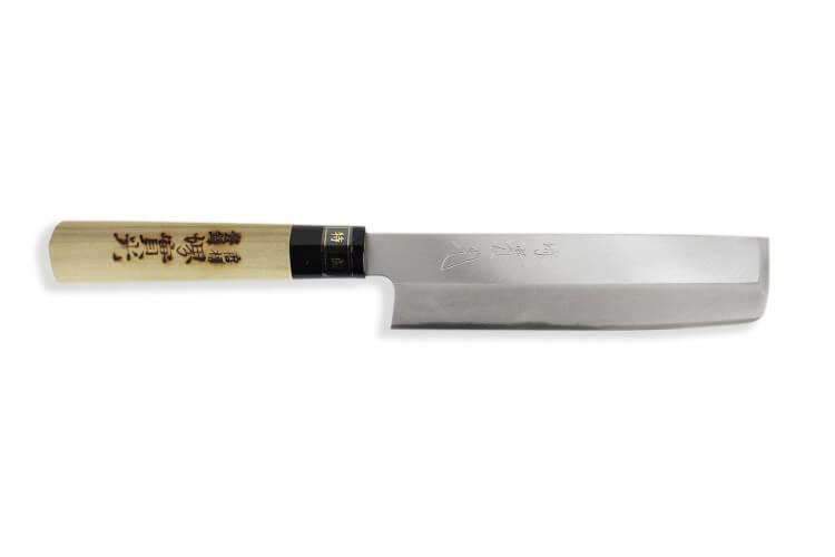 Couteau Usuba japonais artisanal JIKKO Tokusei lame 16.5cm Nihon Steel manche magnolia gravé