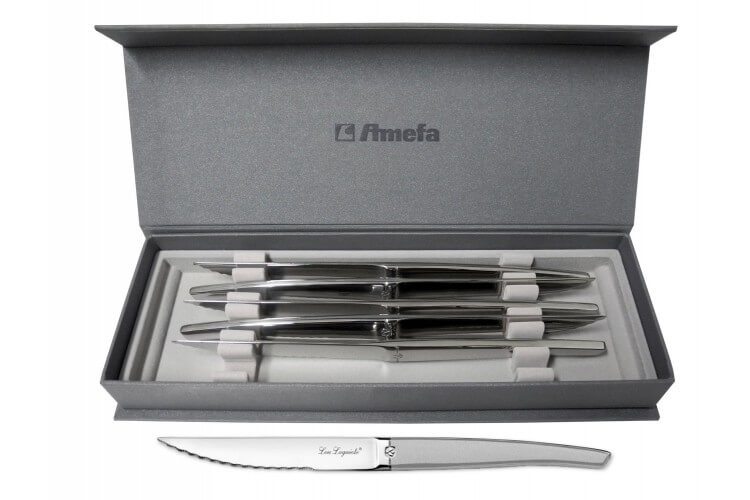 Coffret 6 couteaux à steak dentelés LOU LAGUIOLE Jet Sablé gris