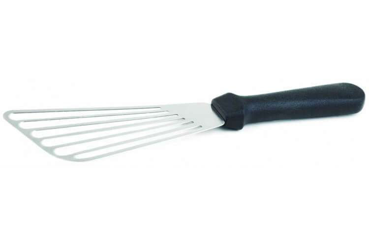 Pelle de cuisine ajourée 17cm lame inox + manche noir synthétique
