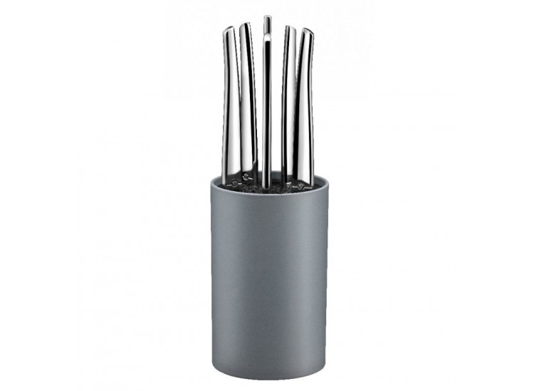 Bloc universel 6 couteaux &agrave; steak dentel&eacute;s LOU LAGUIOLE Jet Sabl&eacute; gris