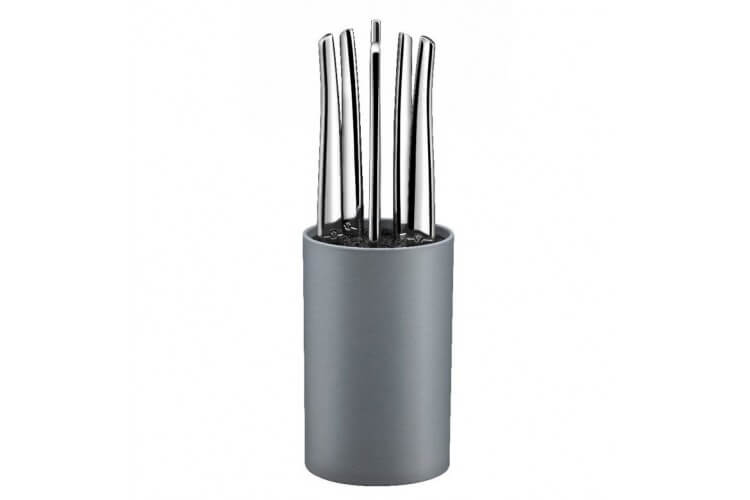 Bloc universel 6 couteaux à steak dentelés LOU LAGUIOLE Jet Sablé gris