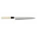 Couteau Sashimi japonais artisanal JIKKO Betsuuchi lame 24cm en White Steel manche magnolia