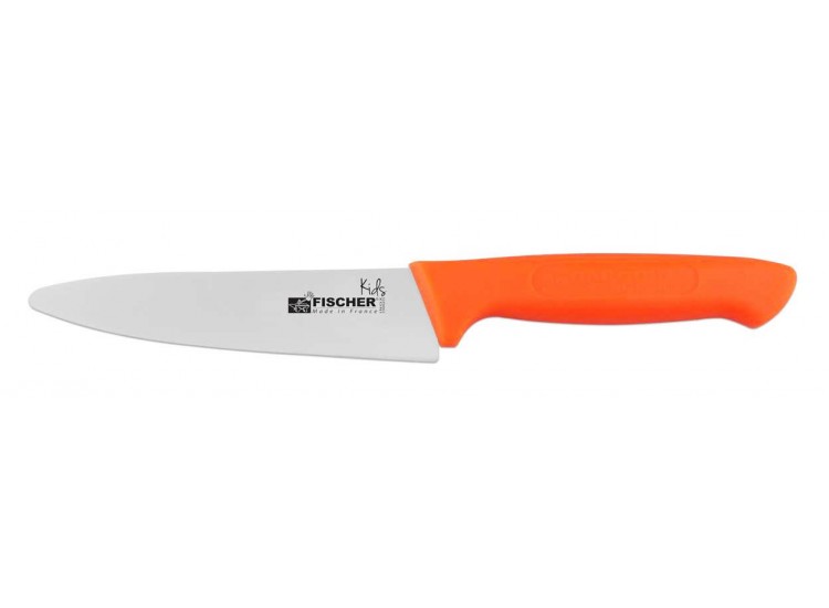 Couteau de chef pour enfants Fischer Kids 15cm lame s&eacute;curis&eacute;e manche orange