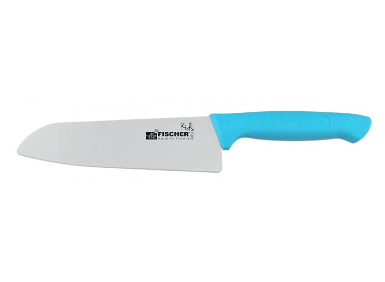 Couteau santoku pour enfants Fischer Kids 18cm lame s&eacute;curis&eacute;e manche bleu