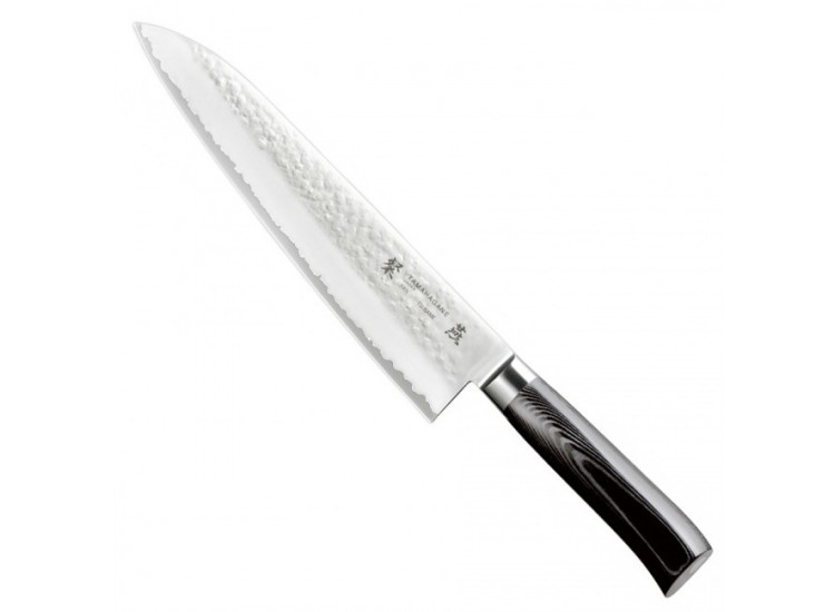 Couteau de chef japonais Tamahagane Tsubame lame martel&eacute;e 24cm acier VG5