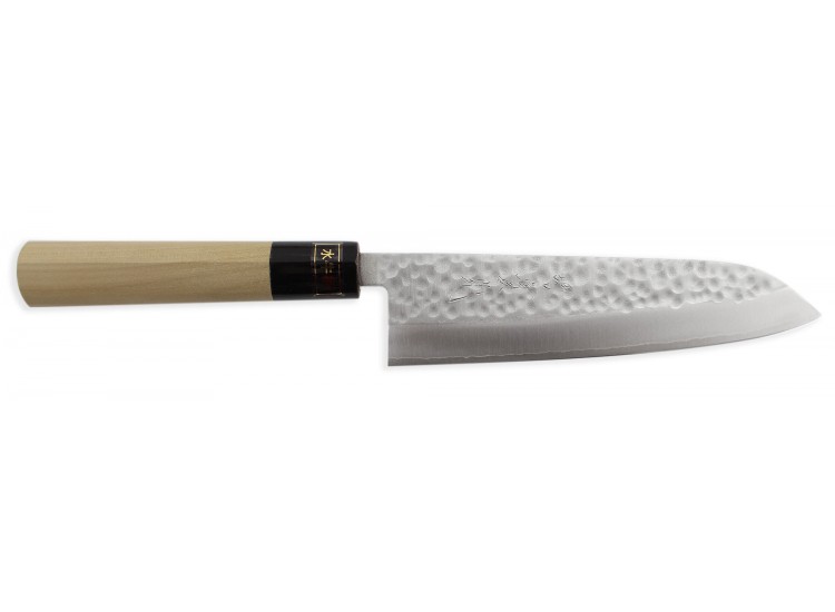 Couteau de chef japonais artisanal Jikko Japan VG1 16.5cm martel&eacute; manche magnolia