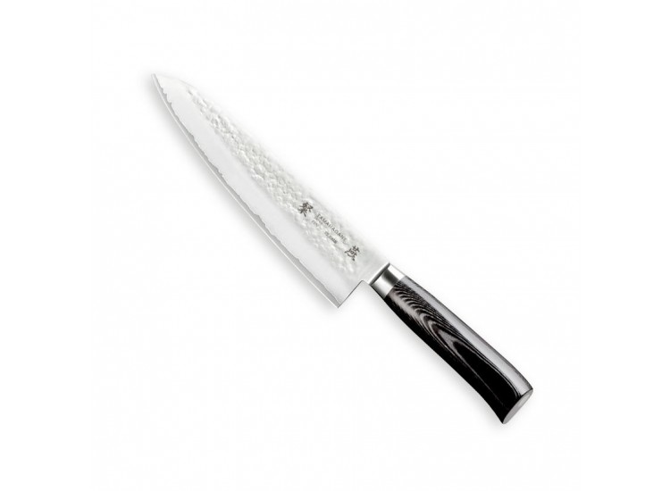 Couteau de chef japonais Tamahagane Tsubame lame martel&eacute;e 21cm acier VG5