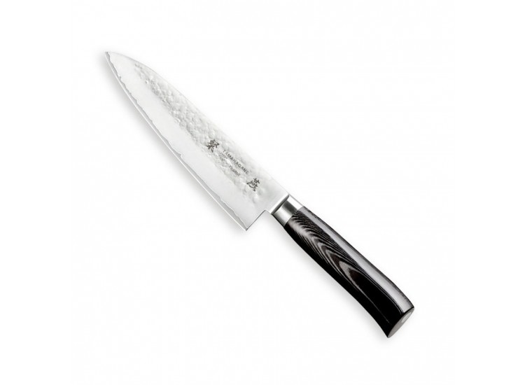 Couteau de chef japonais Tamahagane Tsubame lame martel&eacute;e 18cm acier VG5