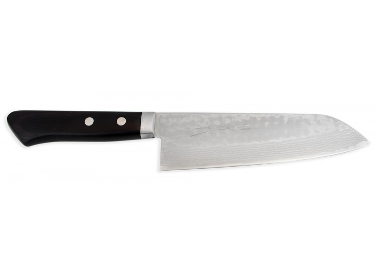 Couteau Santoku japonais artisanal Jikko VG10 16.5cm damas 33 couches manche 2 rivets