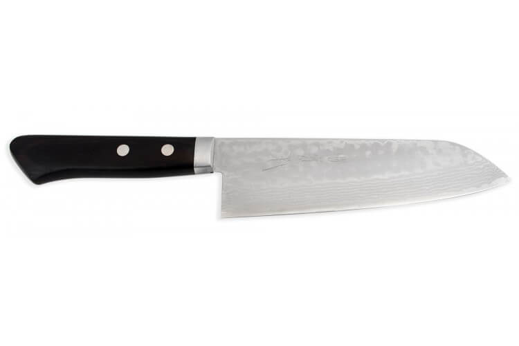 Couteau Santoku japonais artisanal Jikko VG10 16.5cm damas 33 couches manche 2 rivets