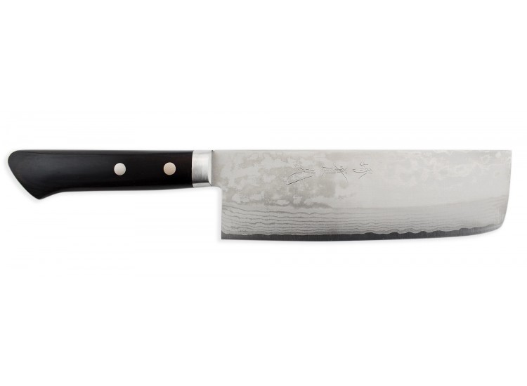 Couteau Nakiri japonais artisanal Jikko VG10 16.5cm damas 33 couches manche 2 rivets