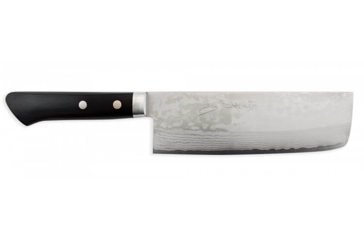 Couteau Nakiri japonais artisanal Jikko VG10 16.5cm damas 33 couches manche 2 rivets