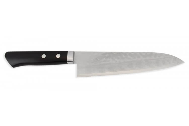 Couteau de chef japonais artisanal Jikko VG10 18cm damas 33 couches manche 2 rivets