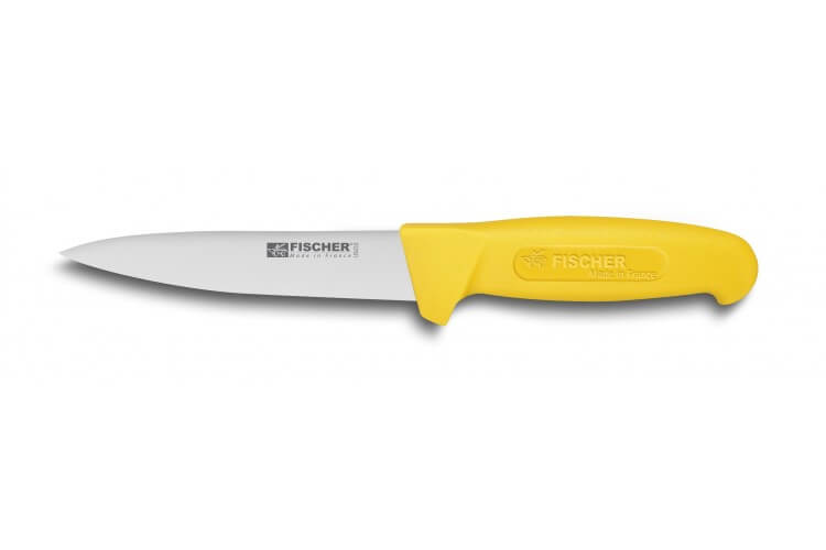 Couteau à saigner professionnel Fischer 14cm manche surmoulé jaune