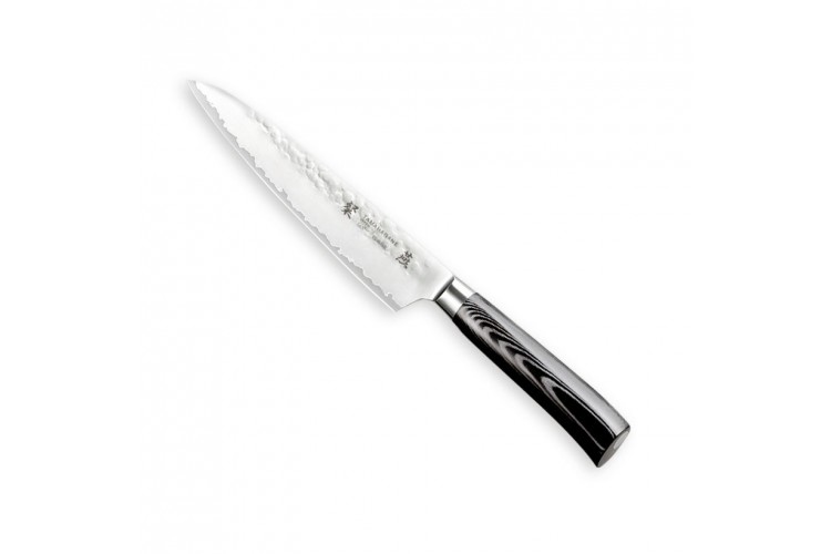 Couteau de chef japonais Tamahagane Tsubame lame martel&eacute;e 24cm acier VG5