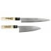 Coffret japonais 2 couteaux artisanaux JIKKO Tokusei Nihon Steel manches magnolia gravés