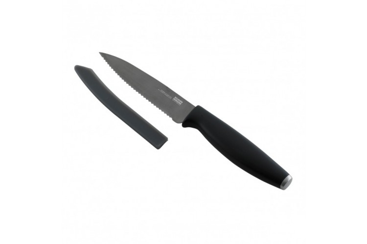 Couteau d'office dentel&eacute; KUHN RIKON Colori Titanium rev&ecirc;tement titane 10,5cm + prot&egrave;ge-lame