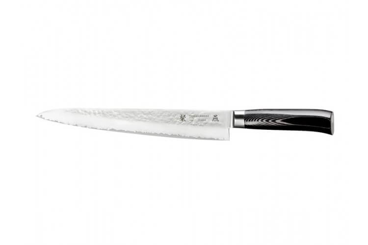 Couteau à trancher japonais Tamahagane Tsubame lame martelée 27cm acier VG5