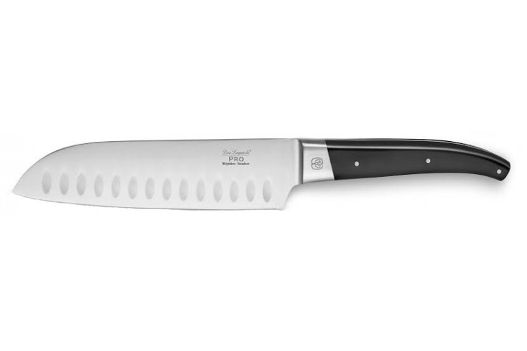 Couteau Santoku LOU LAGUIOLE Pro alv&eacute;ol&eacute; 18cm pleine soie