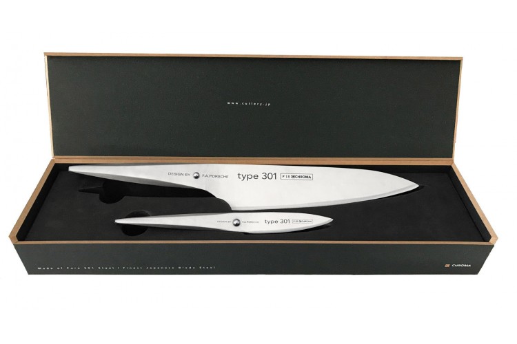 Coffret 2 couteaux Chroma Type 301 Design by F.A. Porsche Office 8cm + Chef 20cm