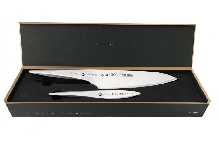 Coffret 2 couteaux Chroma Type 301 Design by F.A. Porsche Office 8cm + Chef 20cm