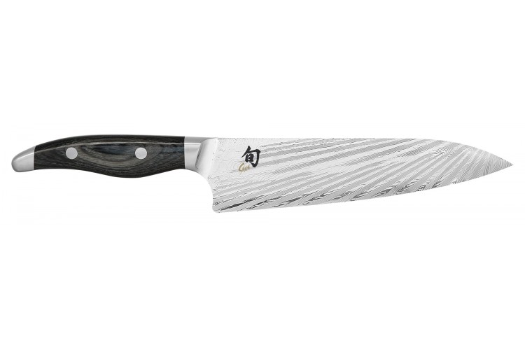 Couteau de chef japonais KAI Shun Nagare lame damas 72 couches Dual Core 23cm manche bomb&eacute;