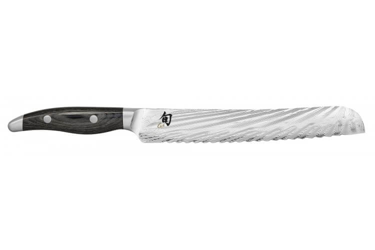 Couteau à pain japonais KAI Shun Nagare lame damas 72 couches Dual Core 23cm manche bombé