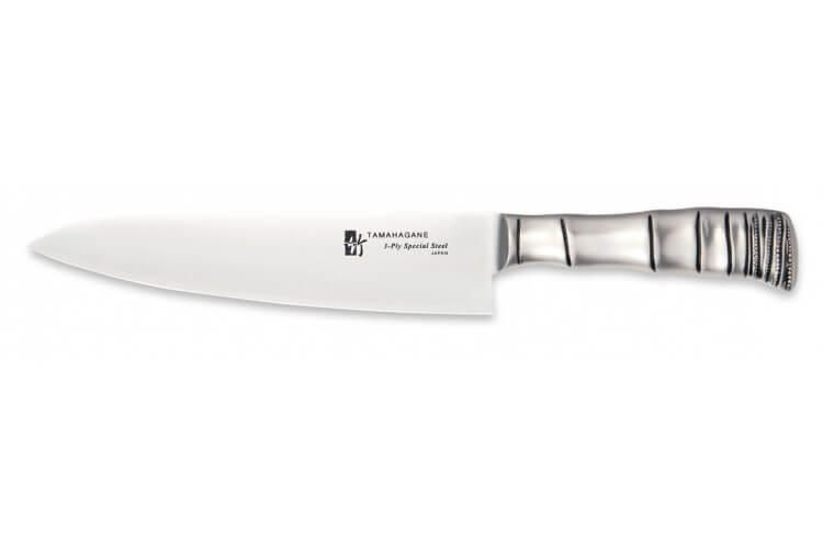 Couteau de chef japonais Tamahagane Bamboo Kyoto lame 24cm acier Damas VG5