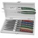 Coffret de 6 couteaux de table Prestige Laguiole Bougna manches bois colorés