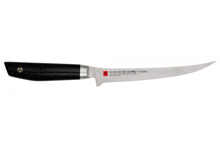 Couteau filet de sole japonais Kasumi VG10 Pro flexible 18cm manche "marbr&eacute;"