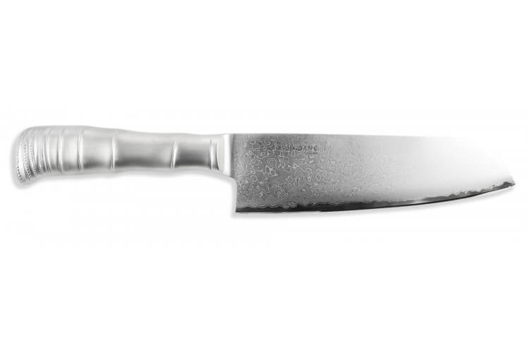 Couteau santoku japonais Tamahagane Bamboo Kyoto lame 17.5cm acier Damas VG5