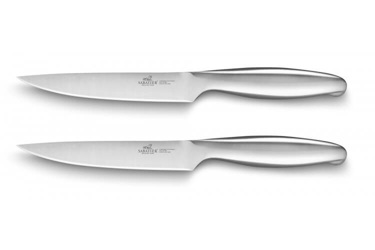 Coffret 2 couteaux à steak Sabatier Fuso Nitro+ lame lisse Sandvik 13cm tout inox
